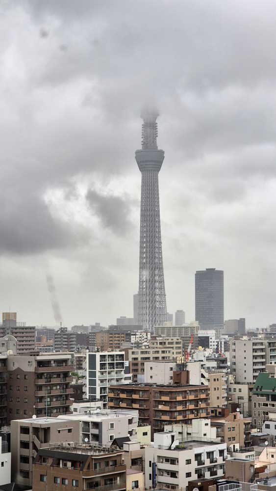Tokyo sky tree לוט בערפל